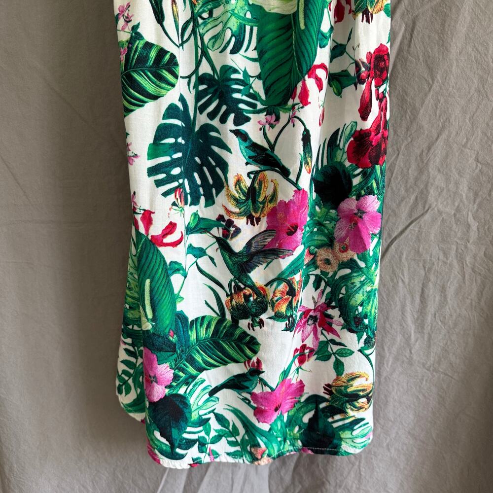 IRIS Tropical Floral Mini Dress Rayon Off Shoulder Resortwear Women's Size Small - Picture 4 of 10